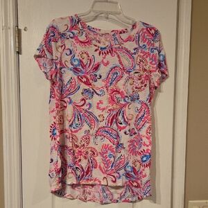 Lilly Pulitzer Etta Scoopneck Top, Coconut Flitting About